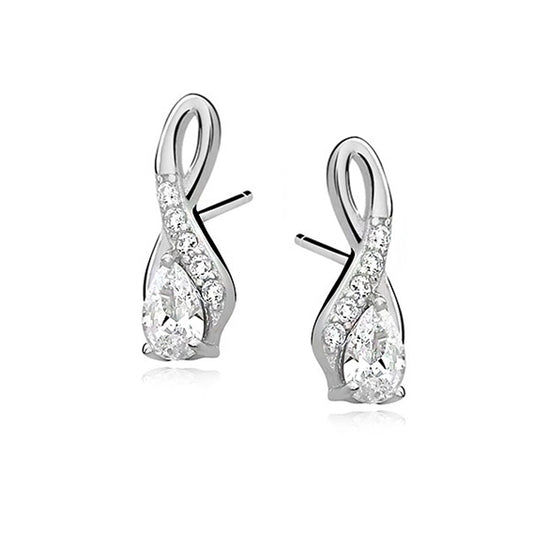 Sterling Silver Cubic Zirconia Twist Earrings - Melchior Jewellery