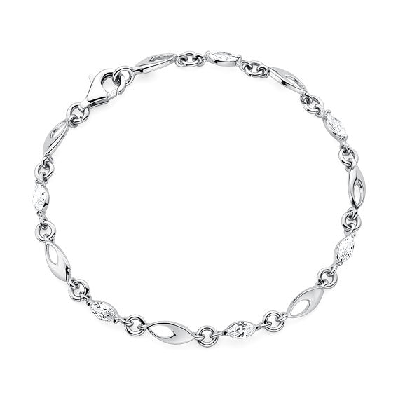 Sterling Silver White Cubic Zirconia Bracelet - Melchior Jewellery