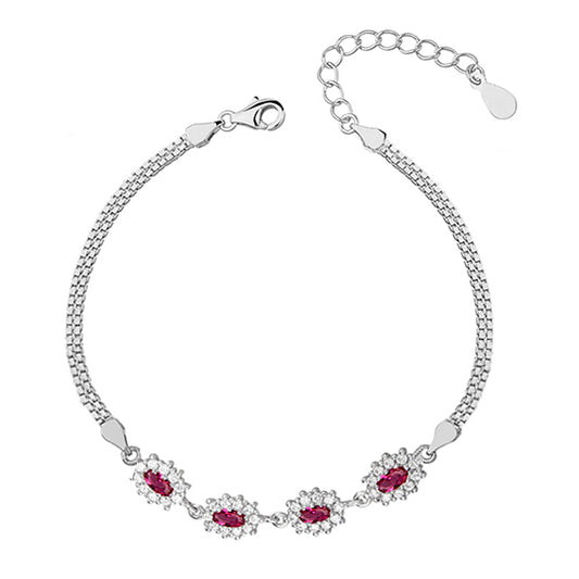 Sterling Silver Bracelet Adjustable Ruby Cubic Zirconia Bracelet - Melchior Jewellery