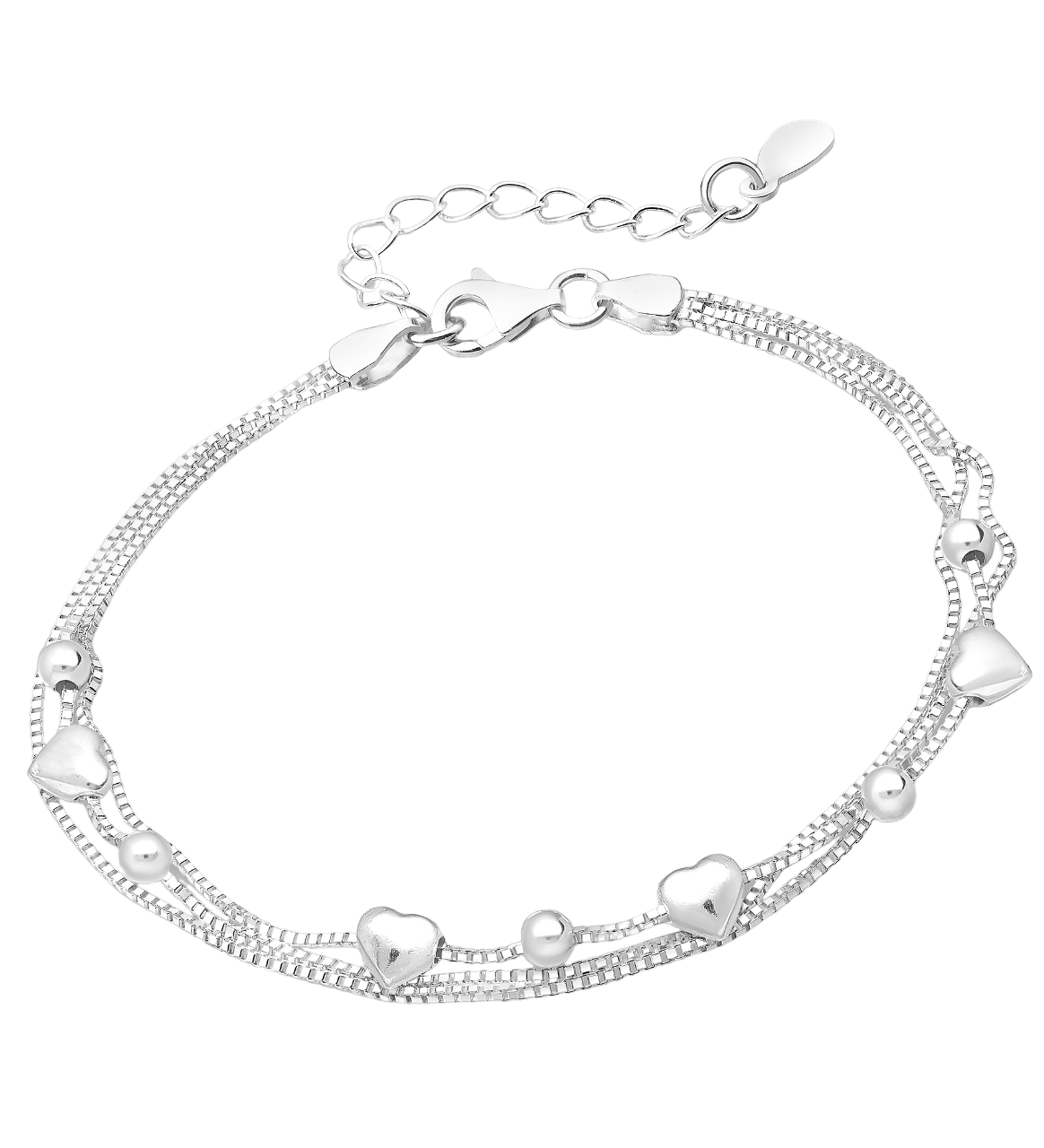 Sterling silver Hearts Love Bracelet - Melchior Jewellery