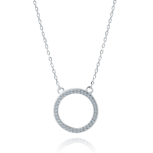 Sterling Silver Cubic Zirconia Circle Necklace - Melchior Jewellery