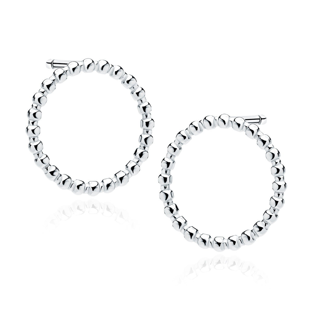 Sterling Silver Open Beaded Hoop Earrings