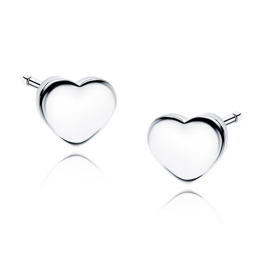 Silver Sterling Silver 925 Polished Thick Heart Earrings - Melchior Jewellery