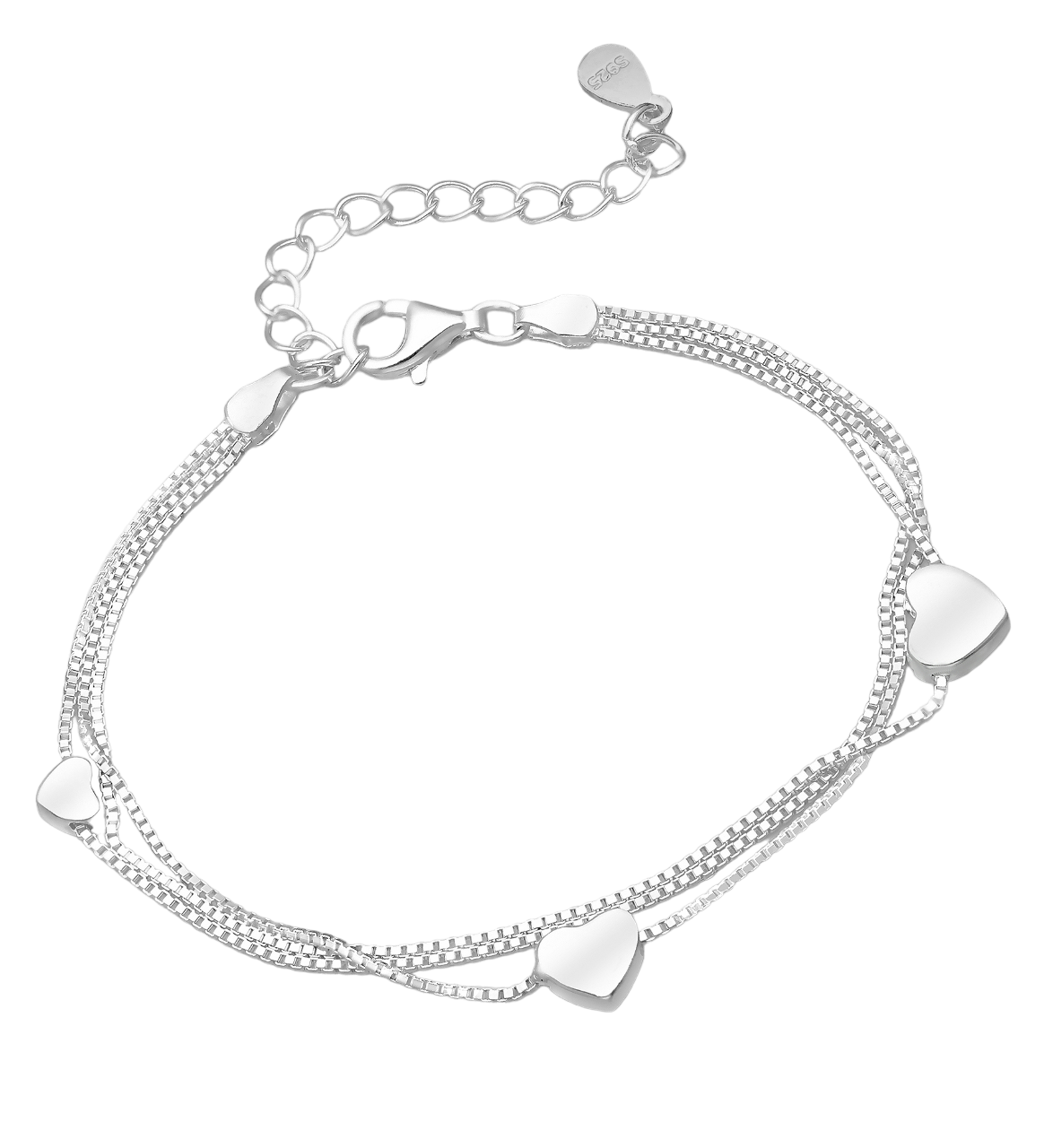 Sterling silver Charm Hearts Love Bracelet Melchior Jewellery