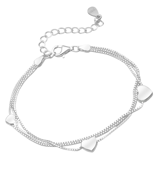 Sterling silver Charm Hearts Love Bracelet - Melchior Jewellery