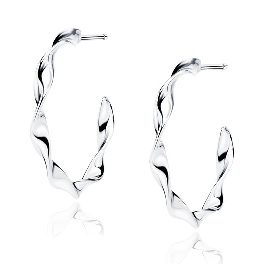 Sterling Silver 25mm Twist Hoop Earrings - Melchior Jewellery