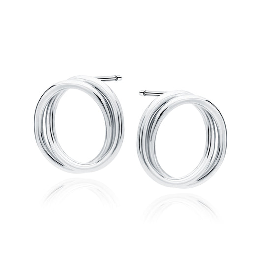 Sterling Silver Twisted Interlocking Circle Stud Earrings - Melchior Jewellery