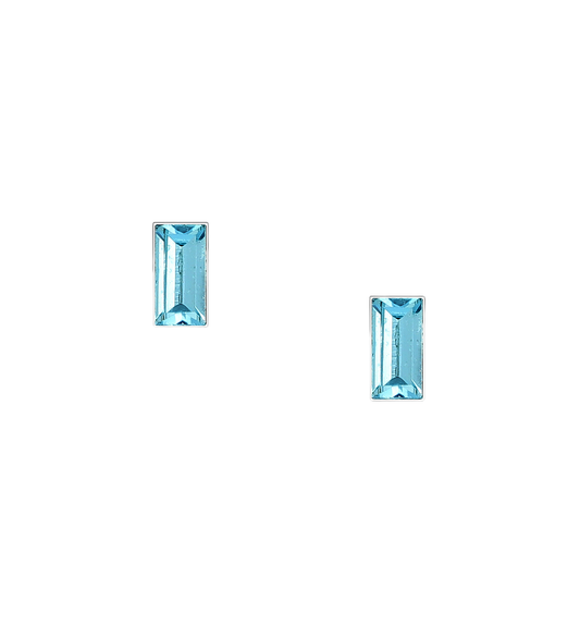 Sterling Silver Small Aqua Stud Earrings - Melchior Jewellery