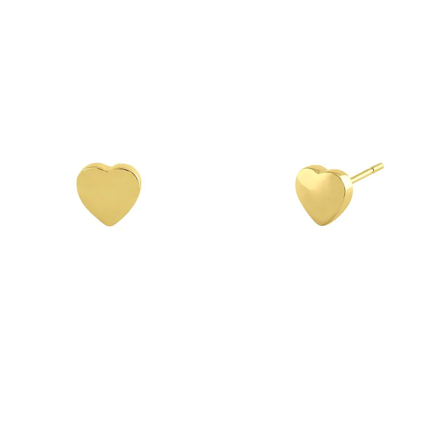 Melchior Jewellery 14k yellow gold heart earrings with a polished finish and stud design