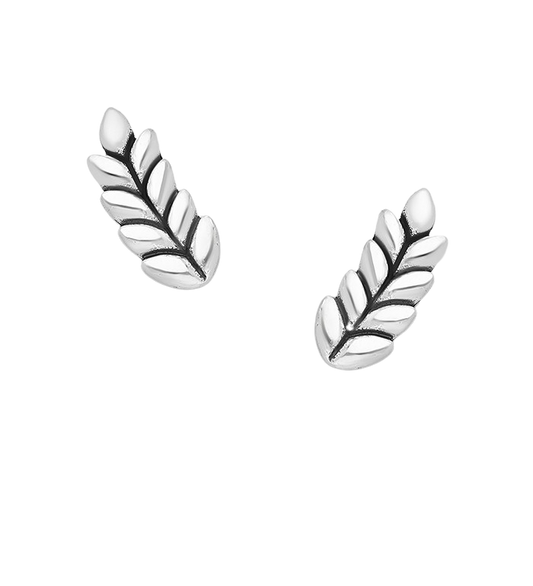 Sterling Silver Leaf Stud Earrings - Melchior Jewellery