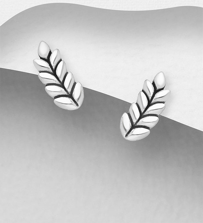 Sterling Silver Leaf Stud Earrings - Melchior Jewellery