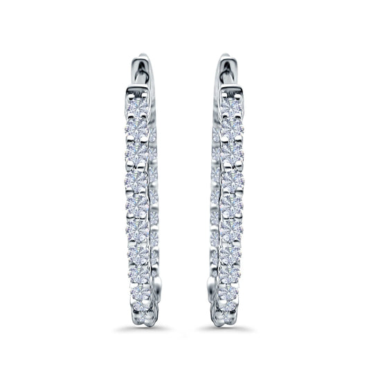 Sterling Silver 14mm CZ Huggie Hoop Stud Earrings - Melchior Jewellery
