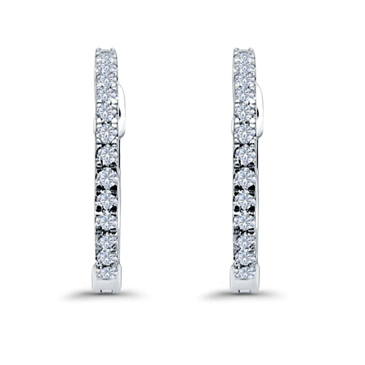 Sterling Silver 14mm CZ Half Eternity Hoop Earrings - Melchior Jewellery