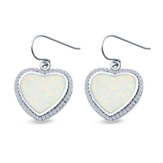Sterling Silver Opal Heart Earrings With Zirconia - Melchior Jewellery