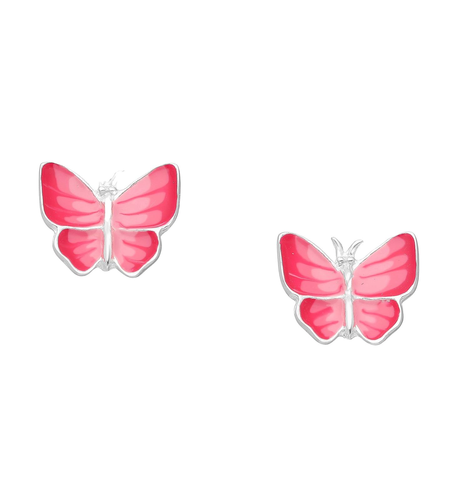 Children's Sterling Silver Pink Butterfly Stud Earrings - Melchior Jewellery
