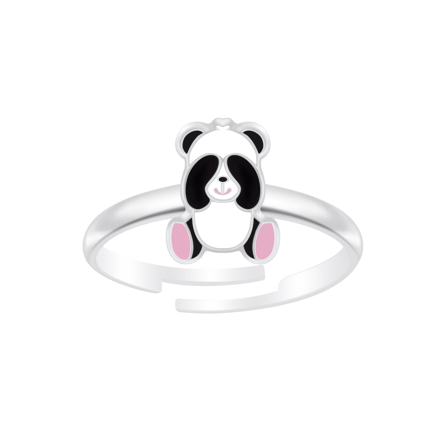 Children's Sterling Silver Adjustable Panda Bear Ring - Melchior Jewellery