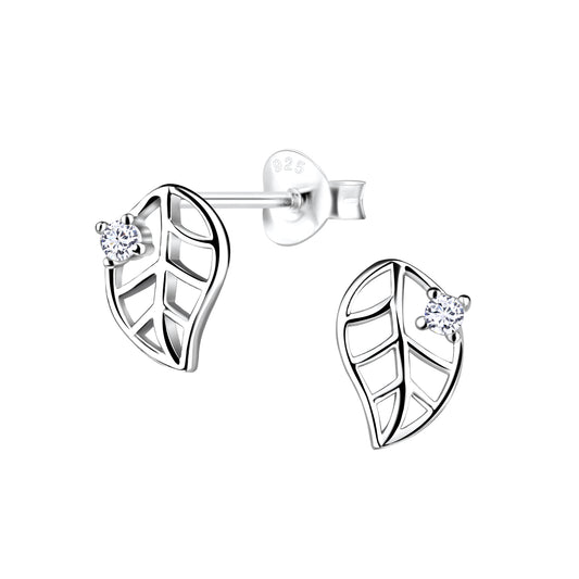 Sterling Silver Leaf Stud Earrings - Melchior Jewellery
