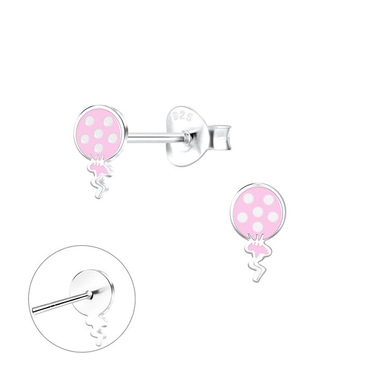 Children's Sterling Silver Pink Balloon Stud Earrings - Melchior Jewellery