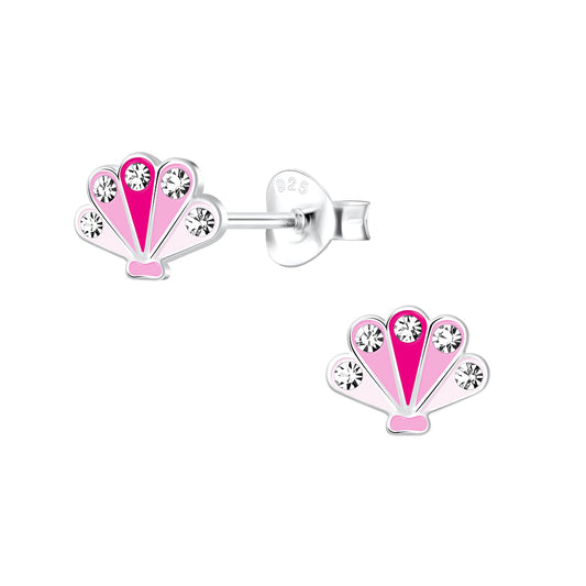 Children's Sterling Silver Pink Shell CZ Stud Earrings - Melchior Jewellery