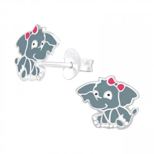 Children's Sterling Silver Elephant Stud Earrings
