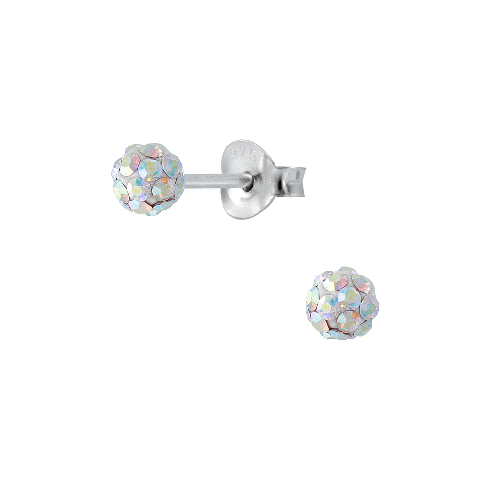Children's Sterling Silver AB Crystal Ball Stud Earrings - Melchior Jewellery