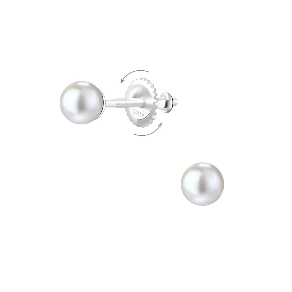 Children's pearl earrings screw back deals