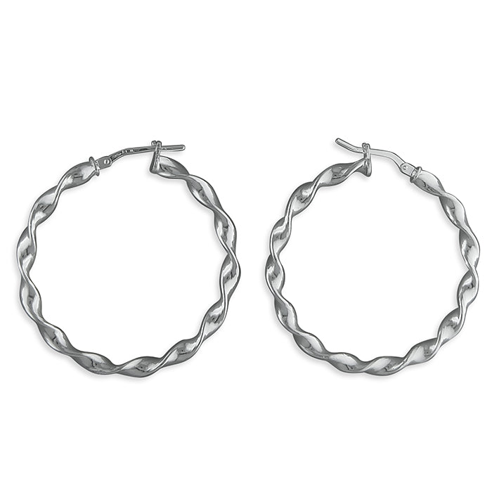 Sterling Silver 36mm Twist Hoop Earrings - Melchior Jewellery