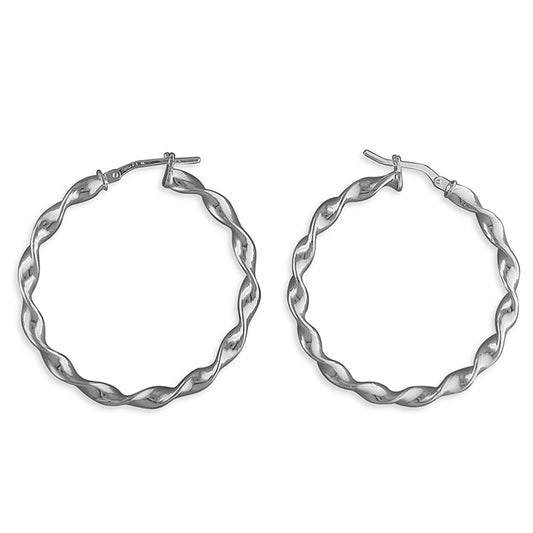 Sterling Silver 36mm Twist Hoop Earrings - Melchior Jewellery