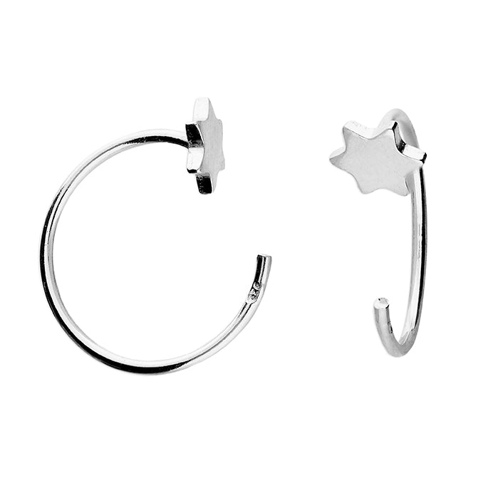 925 Sterling Silver Star Pull Through Earrings