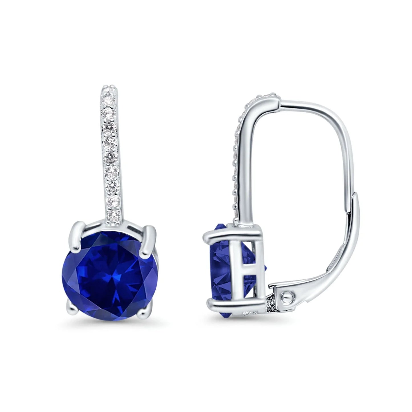 Sterling Silver Sapphire Huggie Drop Earrings - Melchior Jewellery
