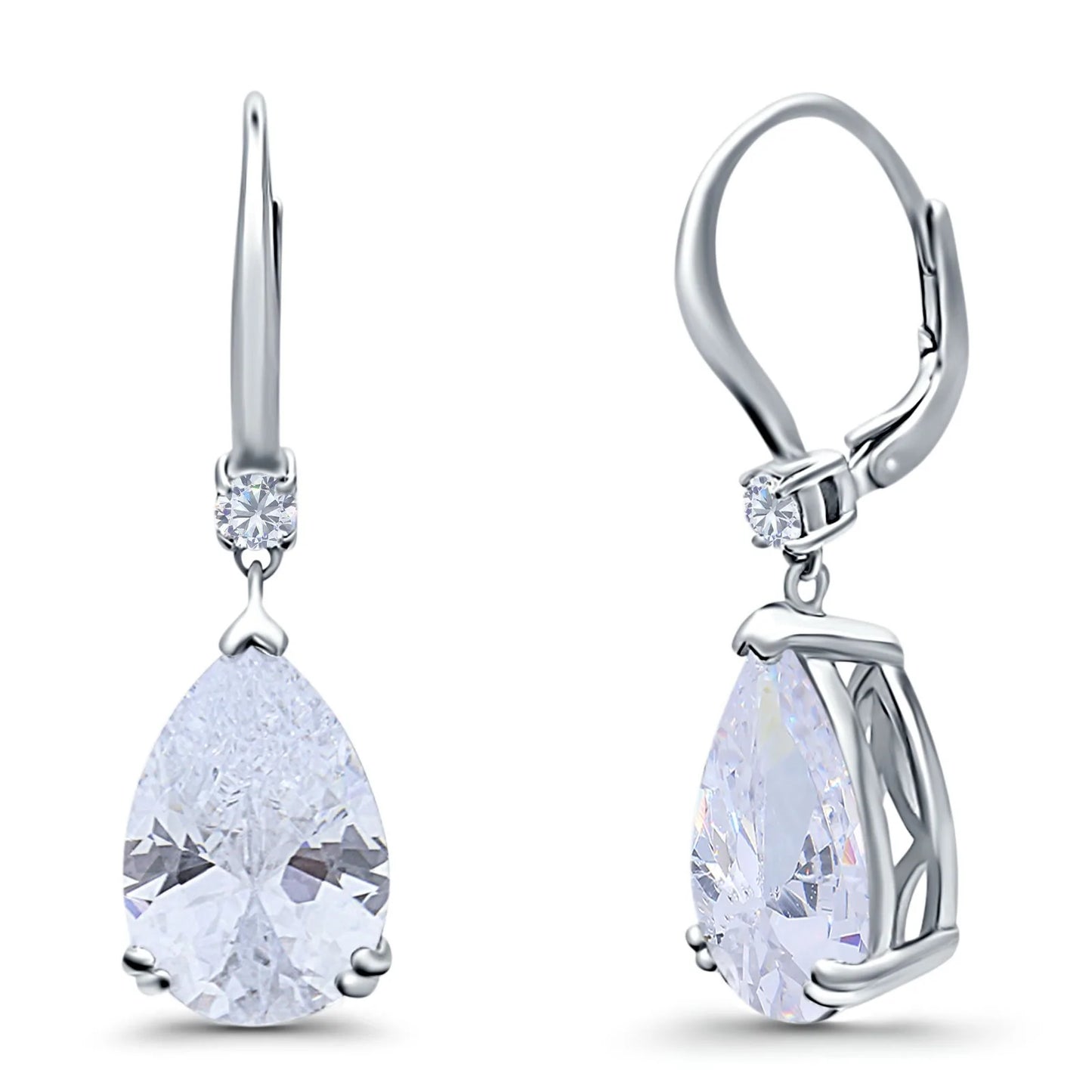 Sterling Silver CZ Pear Shaped Drop Earrings - Melchior Jewellery
