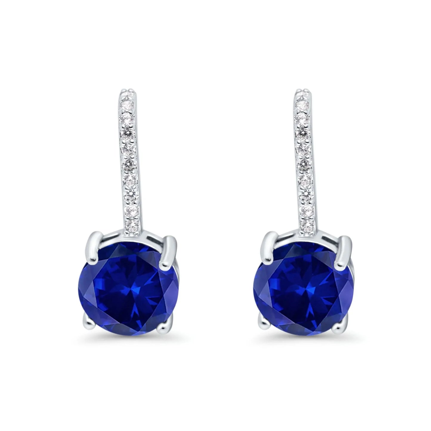 Sterling Silver Sapphire Huggie Drop Earrings - Melchior Jewellery