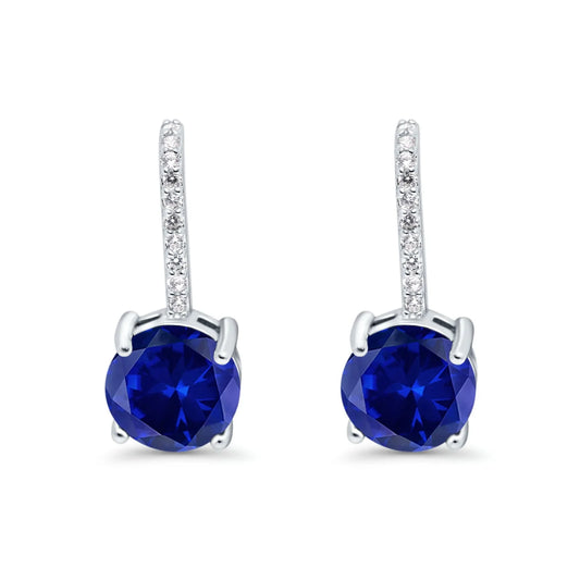 Sterling Silver Sapphire Huggie Drop Earrings - Melchior Jewellery
