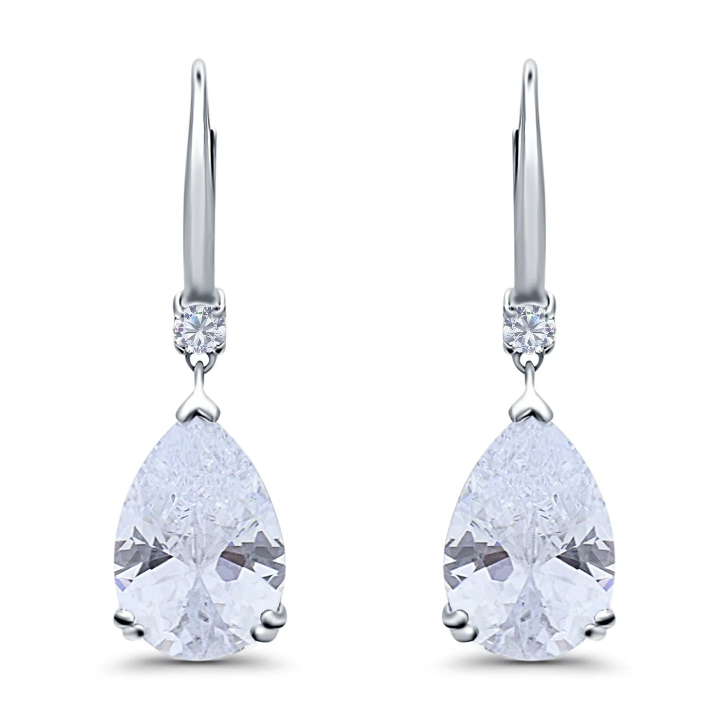 Sterling Silver CZ Pear Shaped Drop Earrings - Melchior Jewellery