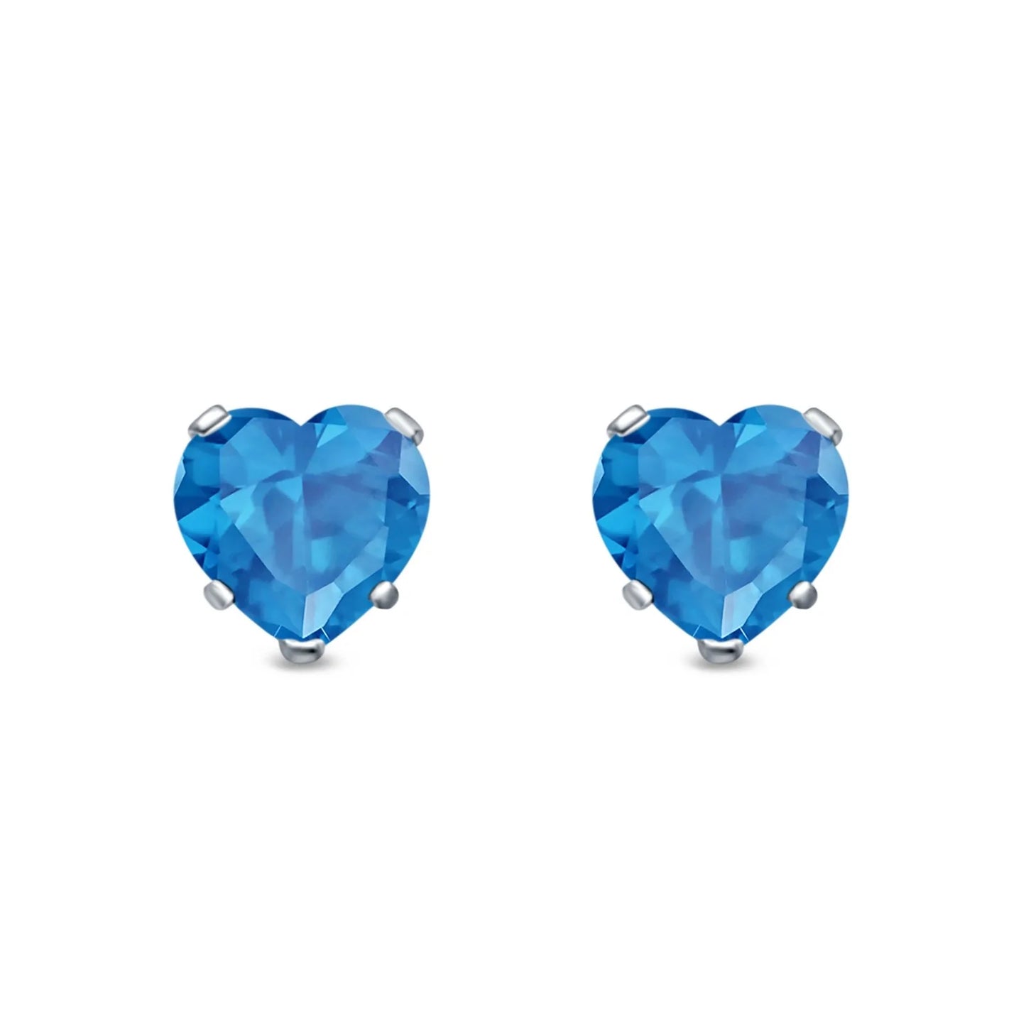 Sterling Silver Topaz Heart Stud Earrings - Melchior Jewellery