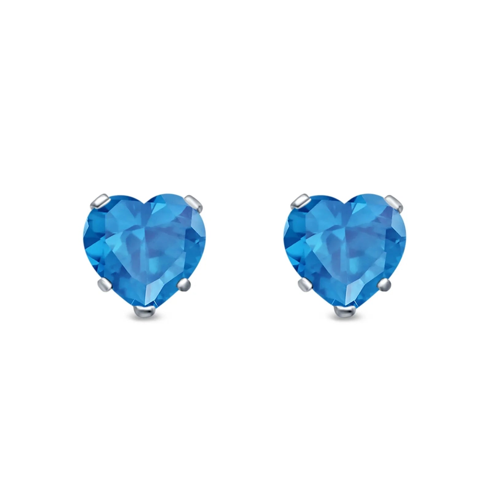 Sterling Silver Topaz Heart Stud Earrings - Melchior Jewellery