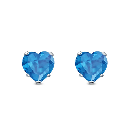 Sterling Silver Topaz Heart Stud Earrings - Melchior Jewellery
