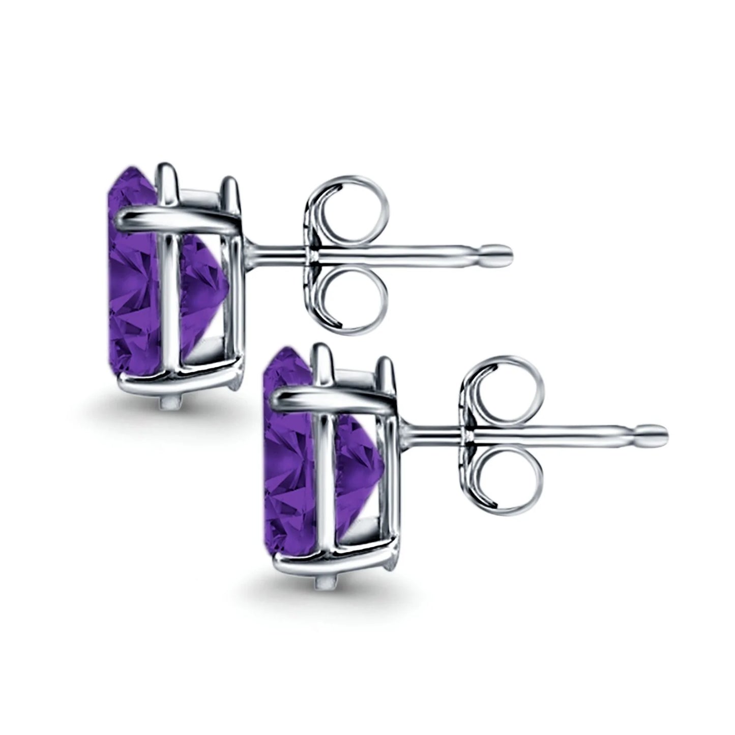 Sterling Silver Amethyst Oval Stud Earrings - Melchior Jewellery