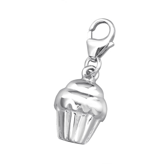 Sterling Silver Cupcake Clip on Charm - Melchior Jewellery
