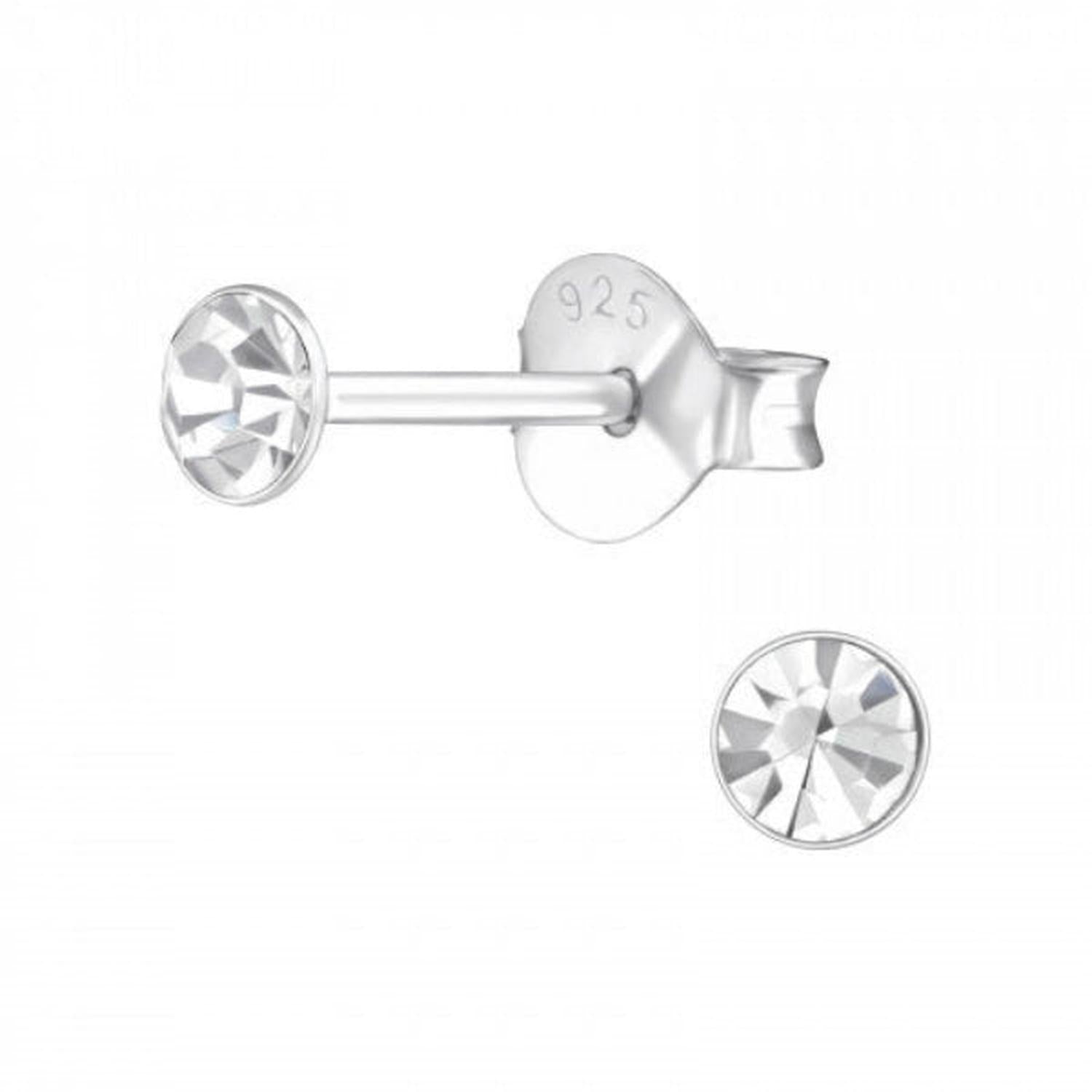 925 Silver Stud Earrings with Clear Crystals for a sparkling look.