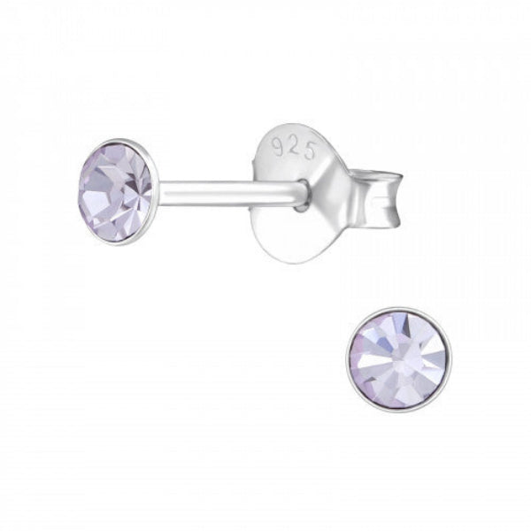 Sterling Silver Crystal 3mm Round Stud Earrings - Choose Your Colour - Melchior Jewellery