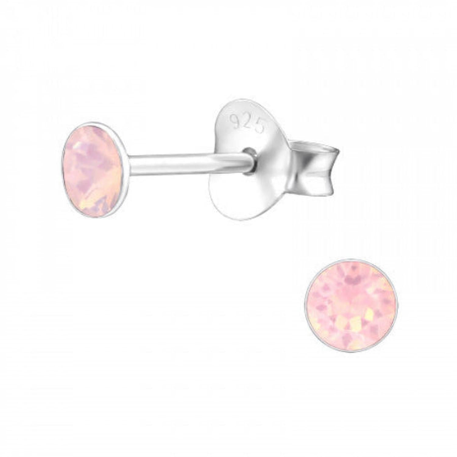 Sterling Silver Crystal 3mm Round Stud Earrings - Choose Your Colour - Melchior Jewellery
