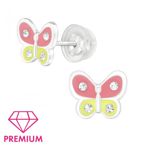 Children' Sterling Silver Crystal Butterfly Stud Earrings - Melchior Jewellery