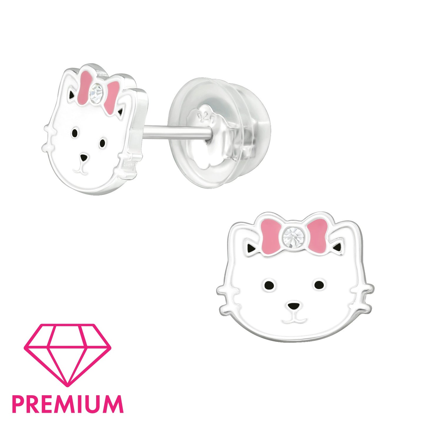 Children's Sterling Silver Cute Cat Stud Earrings - Melchior Jewellery