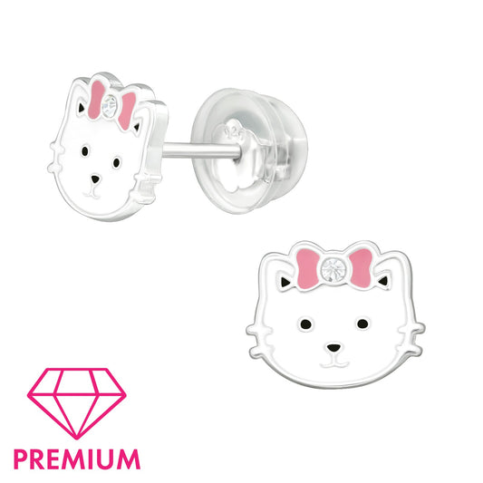 Children's Sterling Silver Cute Cat Stud Earrings - Melchior Jewellery