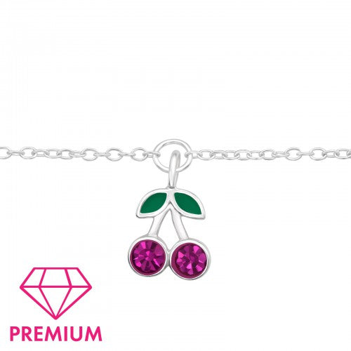 Children's 925 Sterling Silver Pink Cherry Bracelet - Melchior Jewellery