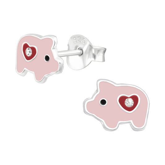 Children's Sterling Silver Pig Stud Earrings - Melchior Jewellery