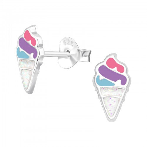 Children's 925 Sterling Silver Ice Cream Ear Stud - Melchior Jewellery