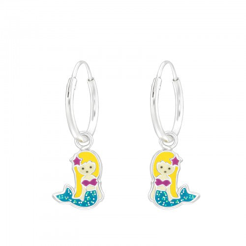 Children's Sterling Silver Glitter Mermaid Hoop Earrings - Melchior Jewellery