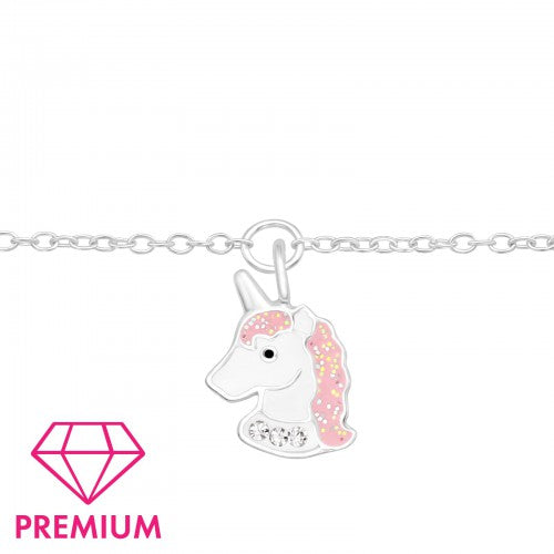 Children's Sterling Silver Pink Unicorn Bracelet - Melchior Jewellery